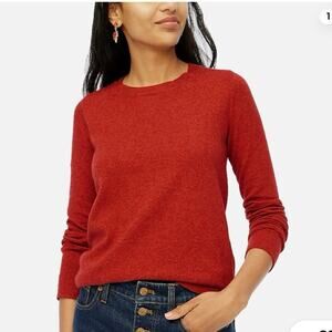 J Crew Teddie Sweater Crewneck Wool Cotton Knit Rust Burnt Orange L Classic